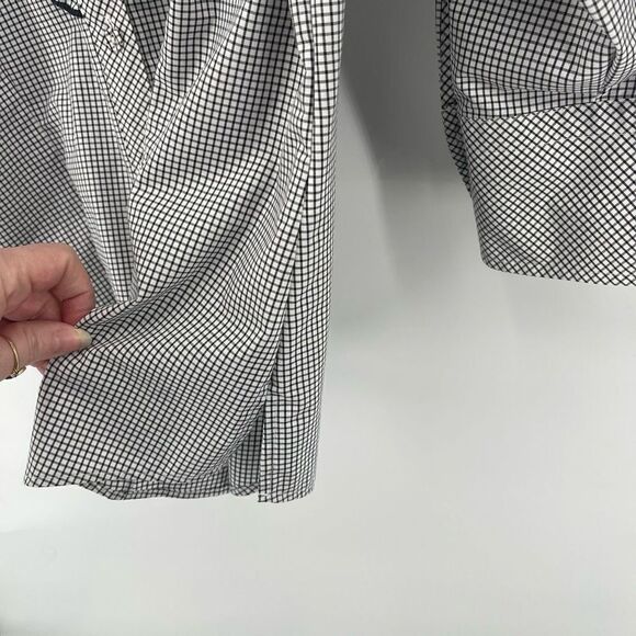 Foxcroft Wrinkle Free checkered Fitted Plaid Button Down Ruffle Blouse Size 10 - Picture 6 of 11